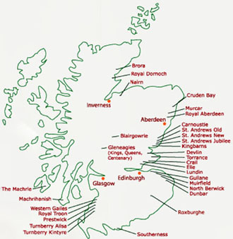 golf courses in scotland map Historic Scotland The Birthplace O Golf golf courses in scotland map