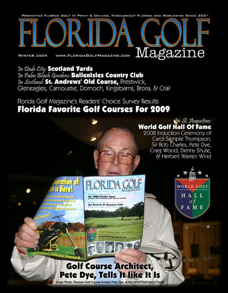 Pete Dye Reading Florida Golf Magazine at World Golf Hall of Fame